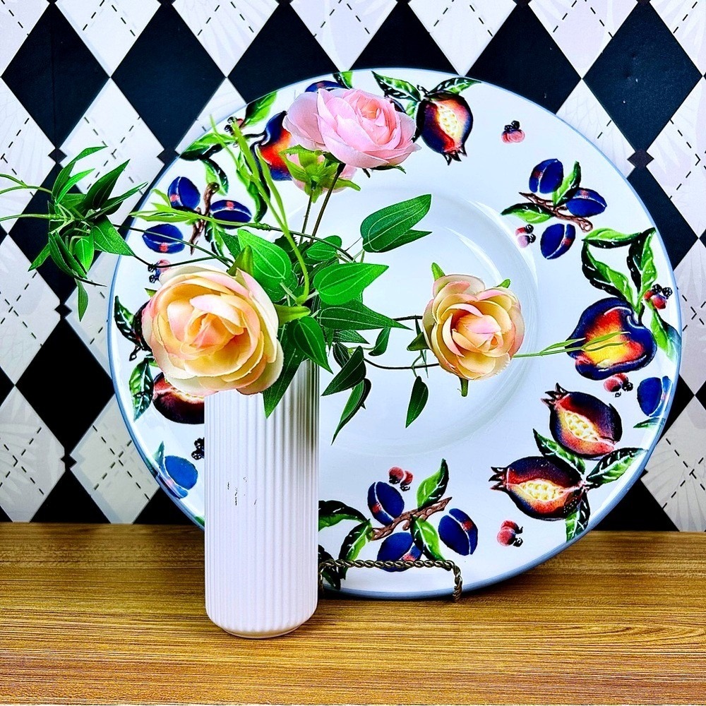 Oversized 18" Italy Exaggerated Rim Statement Serving BowlHand Painted Ceramic - Picture 4 of 9